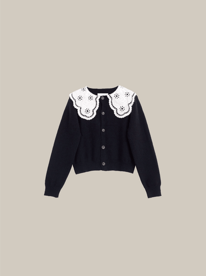 Boxy Doll Collar Cardigan - LOVE POMME POMME