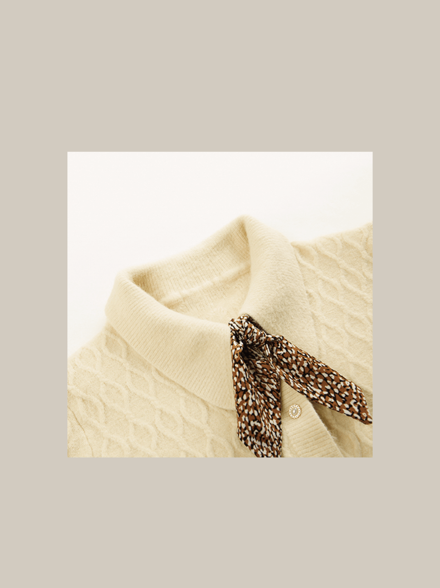 Cable Knit With Silk Scarf - LOVE POMME POMME