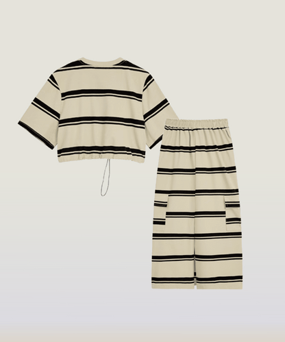 Casual Striped Long Skirt Set-up 