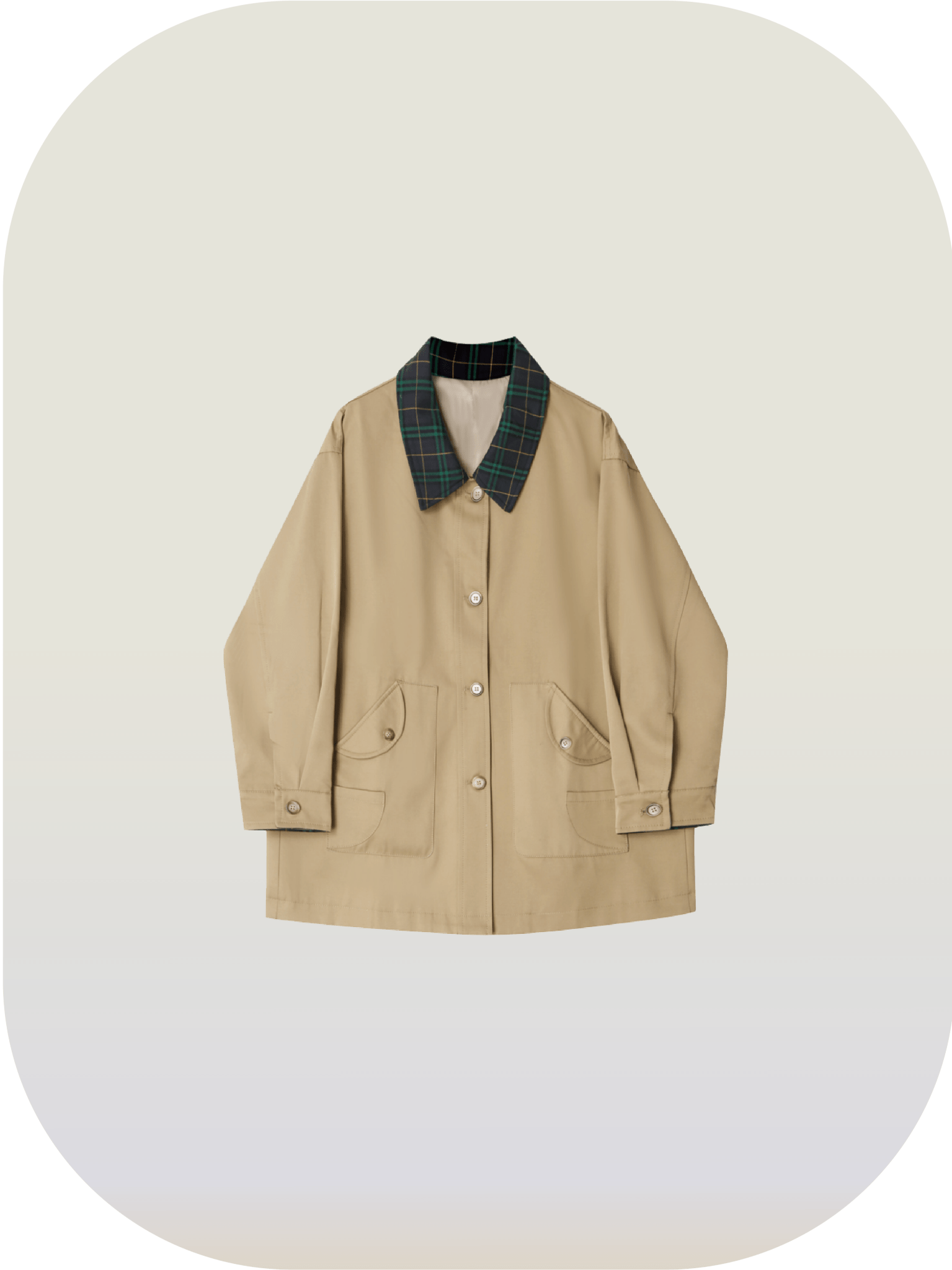 Check Collar Trench Coat