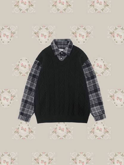 Fake Two Knit Check Shirt 