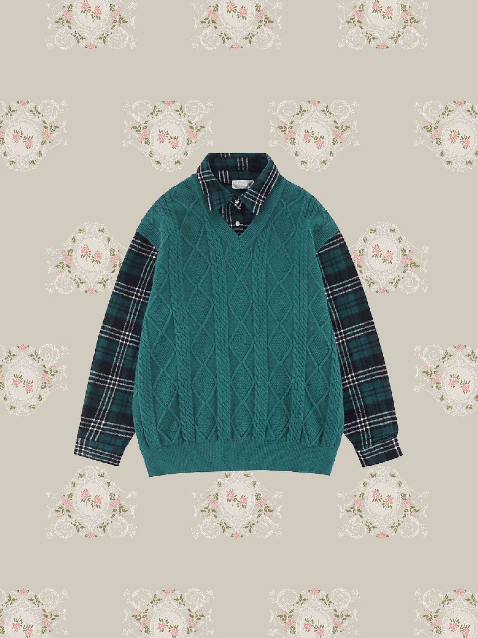 Fake Two Knit Check Shirt 