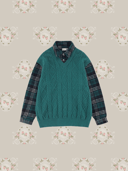 Fake Two Knit Check Shirt 