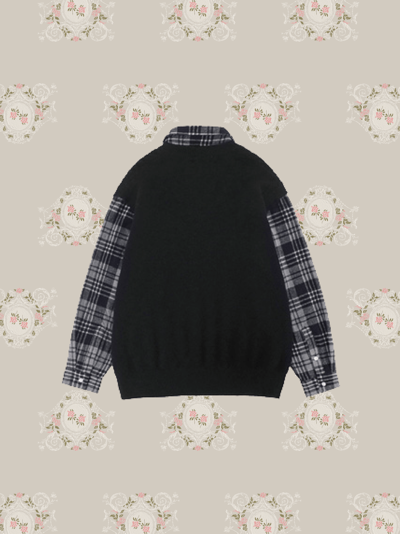 Fake Two Knit Check Shirt 