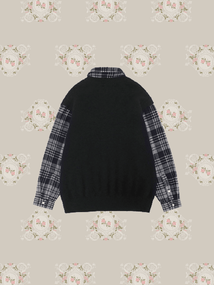 Fake Two Knit Check Shirt 