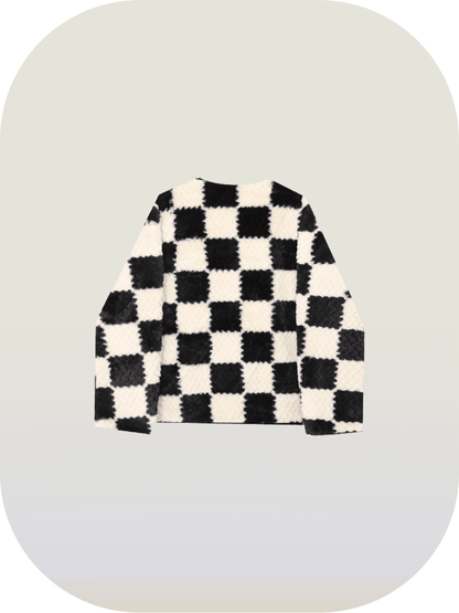Checkered fur coat 