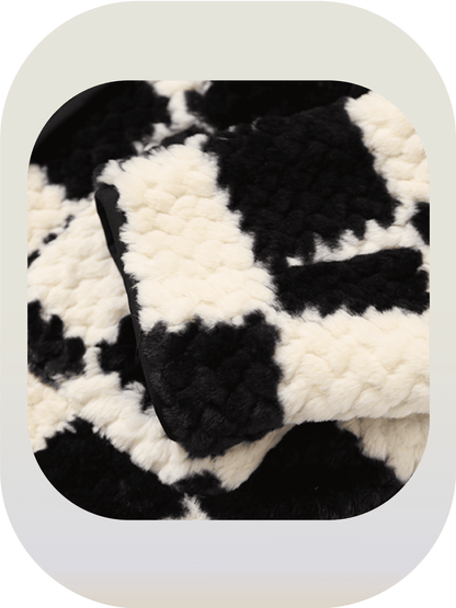 Checkered fur coat 