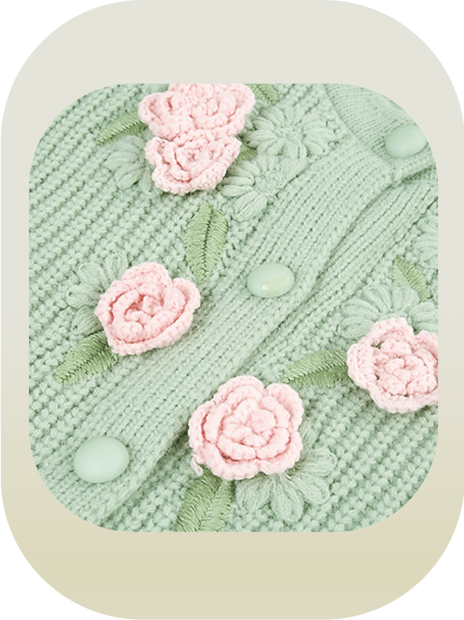 Cheerful Flower Deco Knit Cardigan