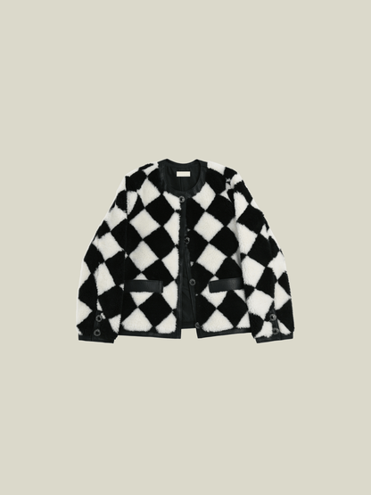 Chequer Faux Shearling Jacket