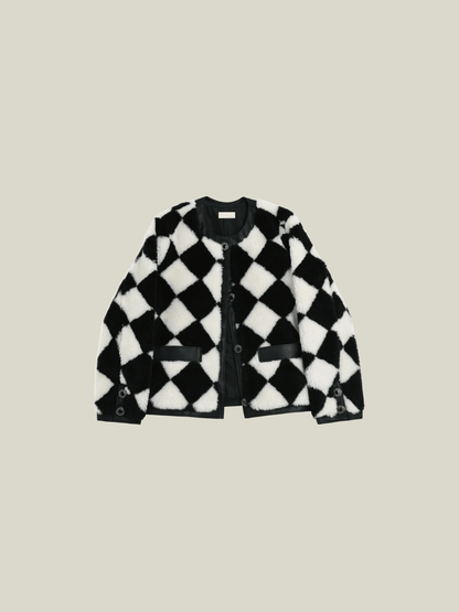 Chequered Faux Shearling Jacket 