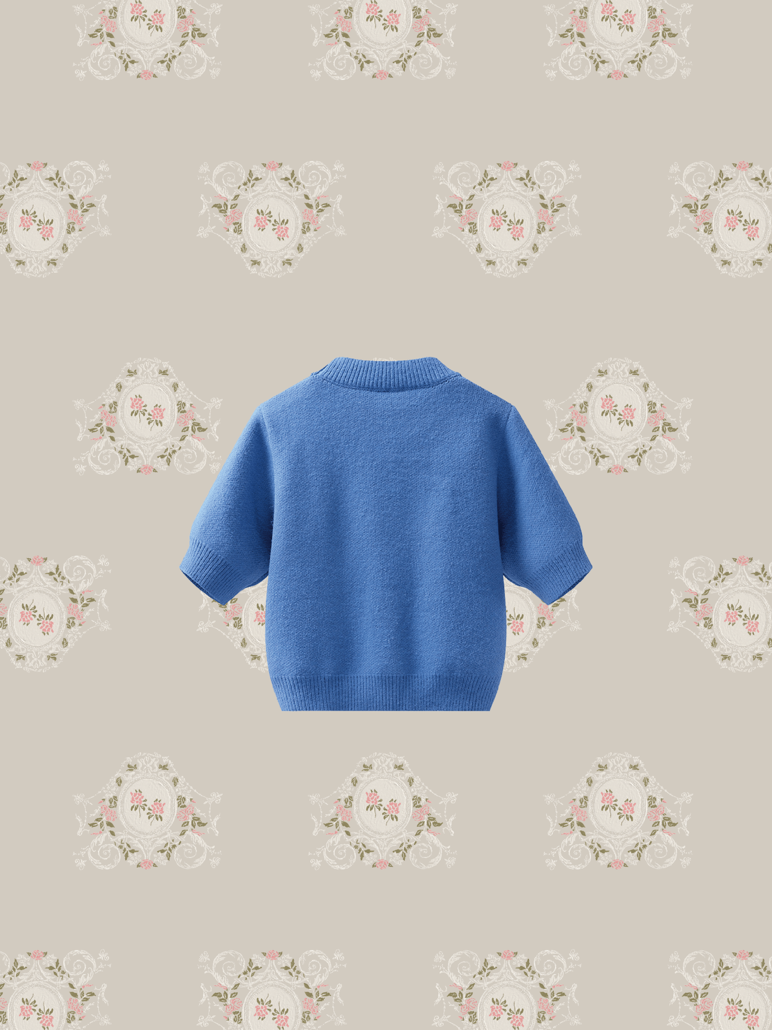 Cherry Embroidery Blue Top 