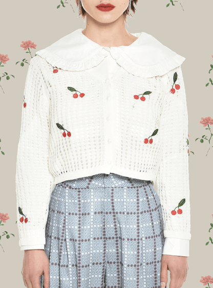 Cherry Embroidery Cardigan