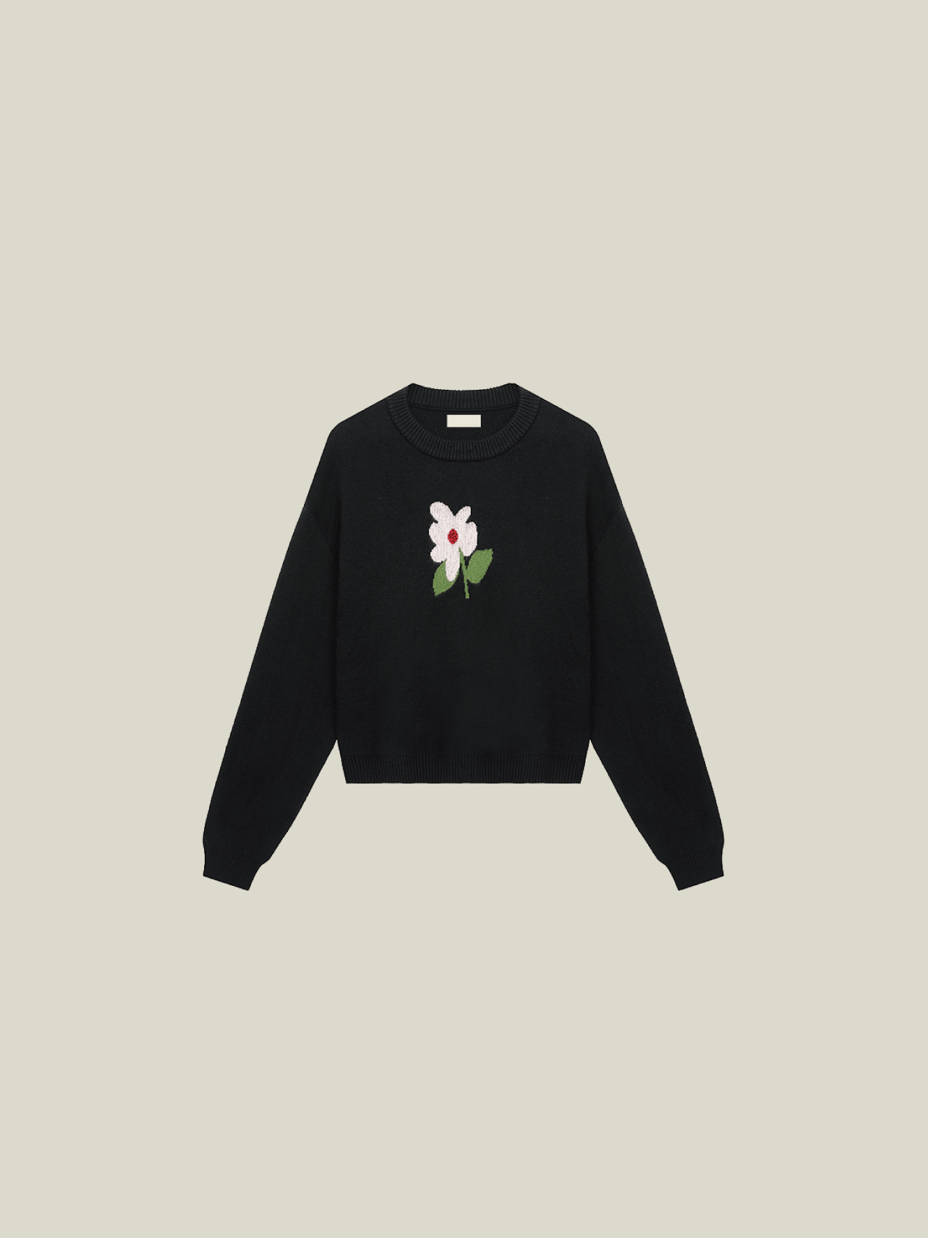 Chest Flower Embroidery Sheer Knit