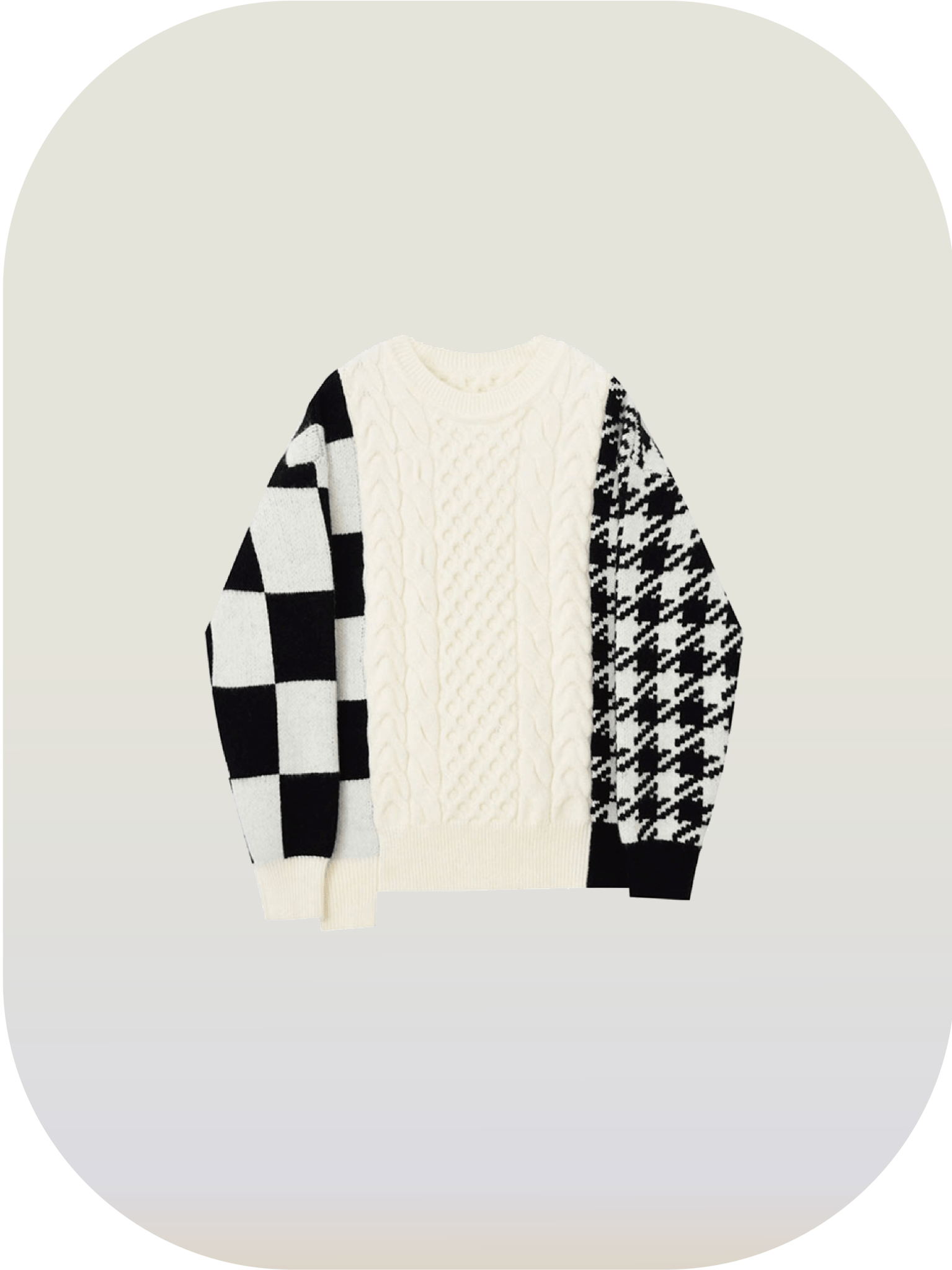 Chidori Plaid Patchwork Sweater