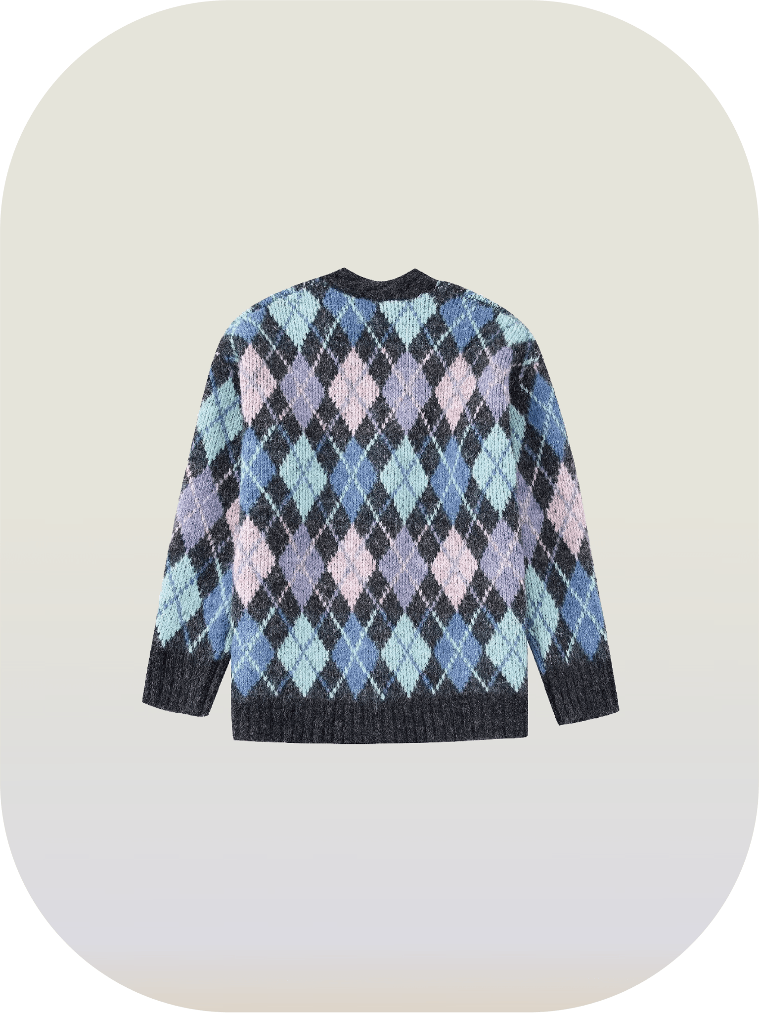 Classical Argyle Block Knit Cardigan