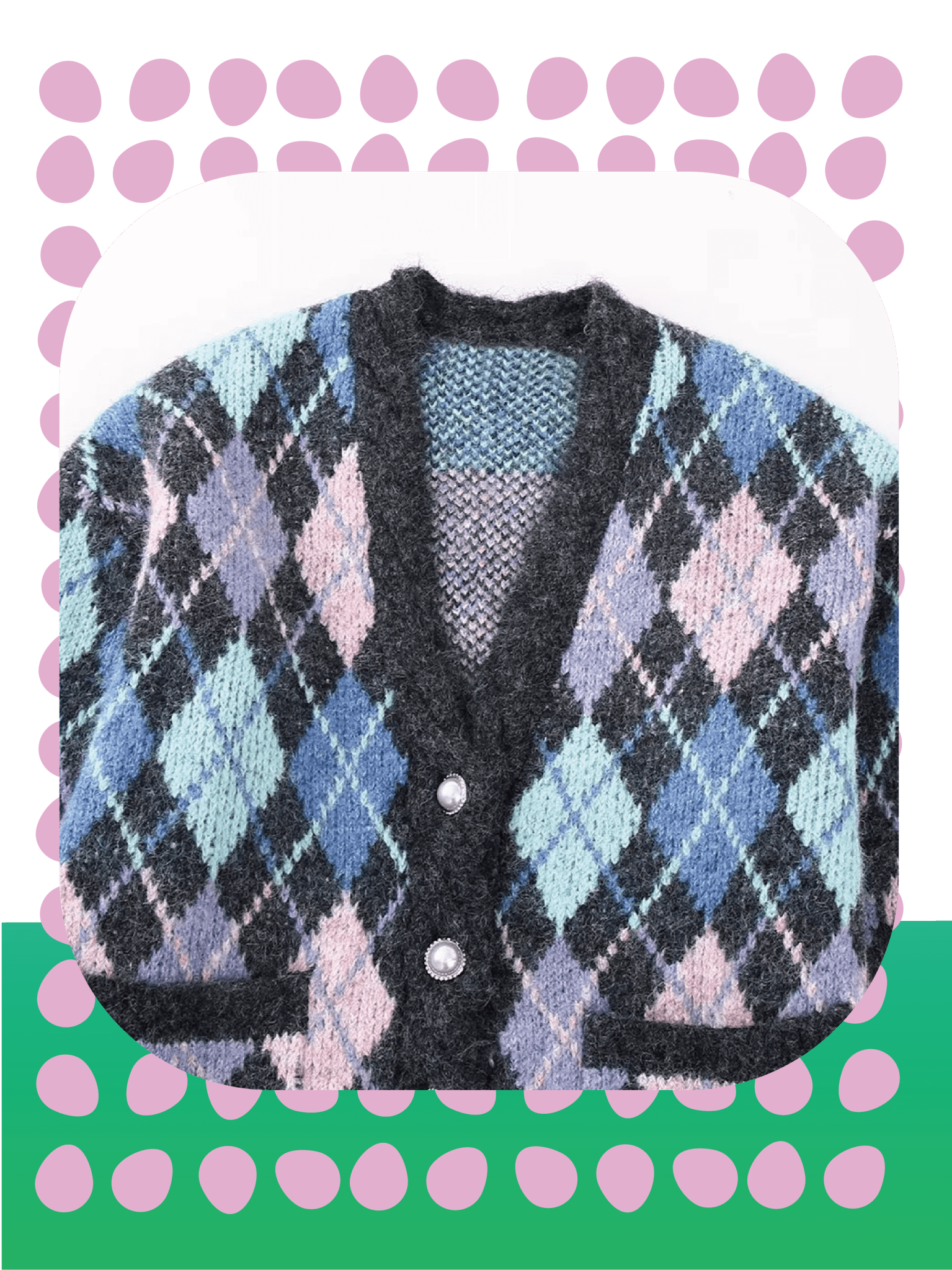 Classical Argyle Block Knit Cardigan
