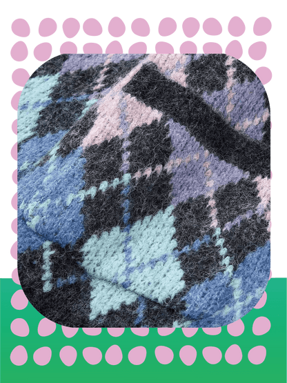 Classical Argyle Block Knit Cardigan