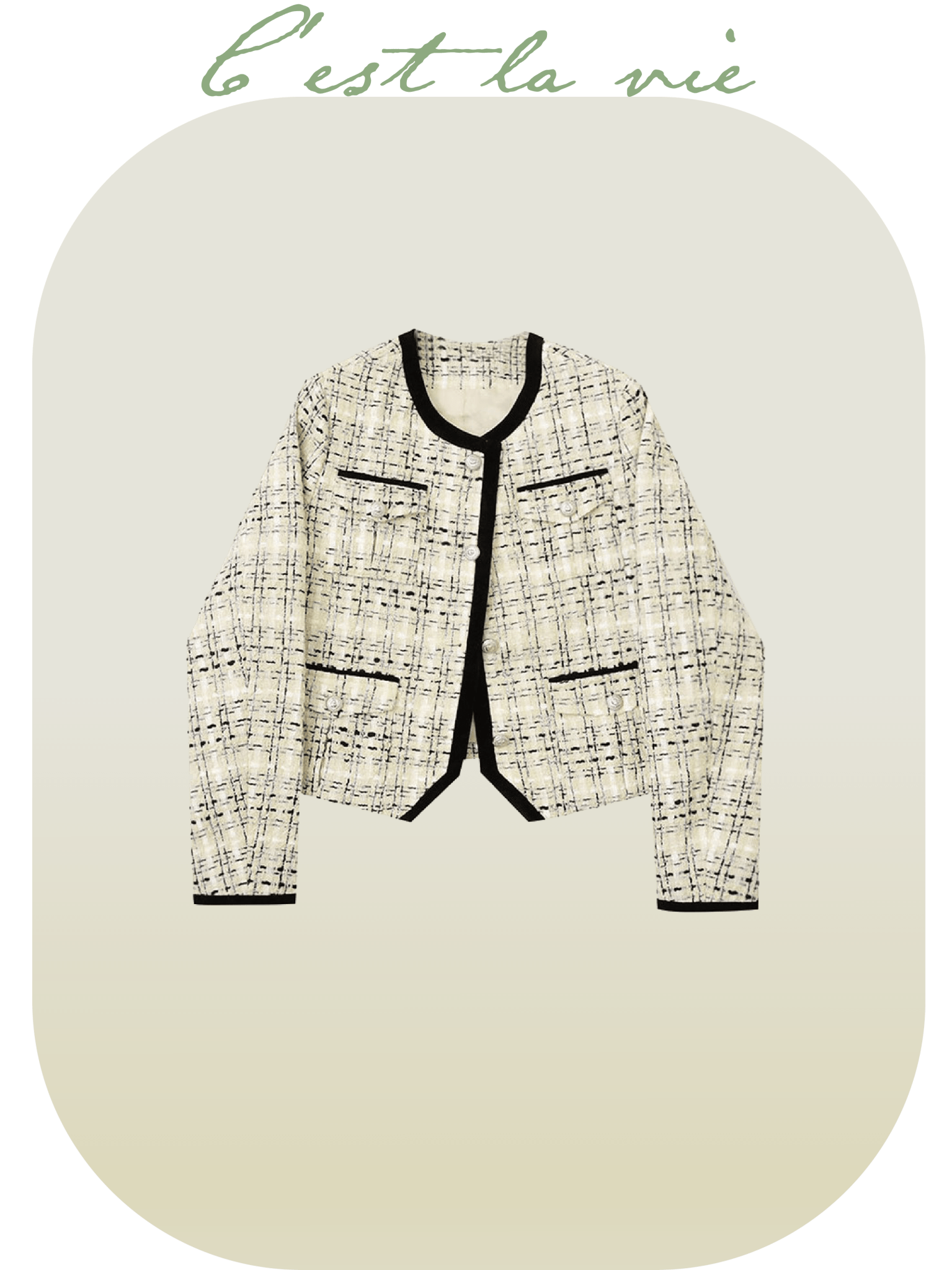 Classical  Block Tweed Jacket