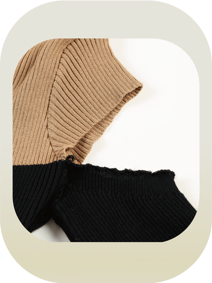 Contrast Color Cut-Out Knit Onepiece