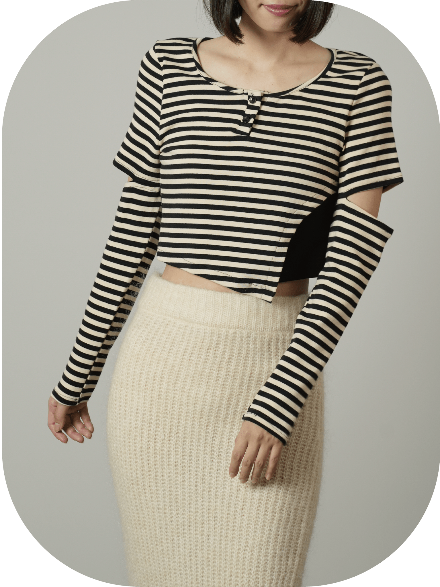 Cropped Unbalance Design Top