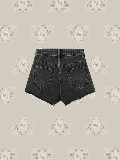 Cuffed Denim Short Pants - LOVE POMME POMME