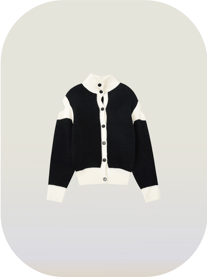 Cut Off Baseball Knit Cardigan - LOVE POMME POMME