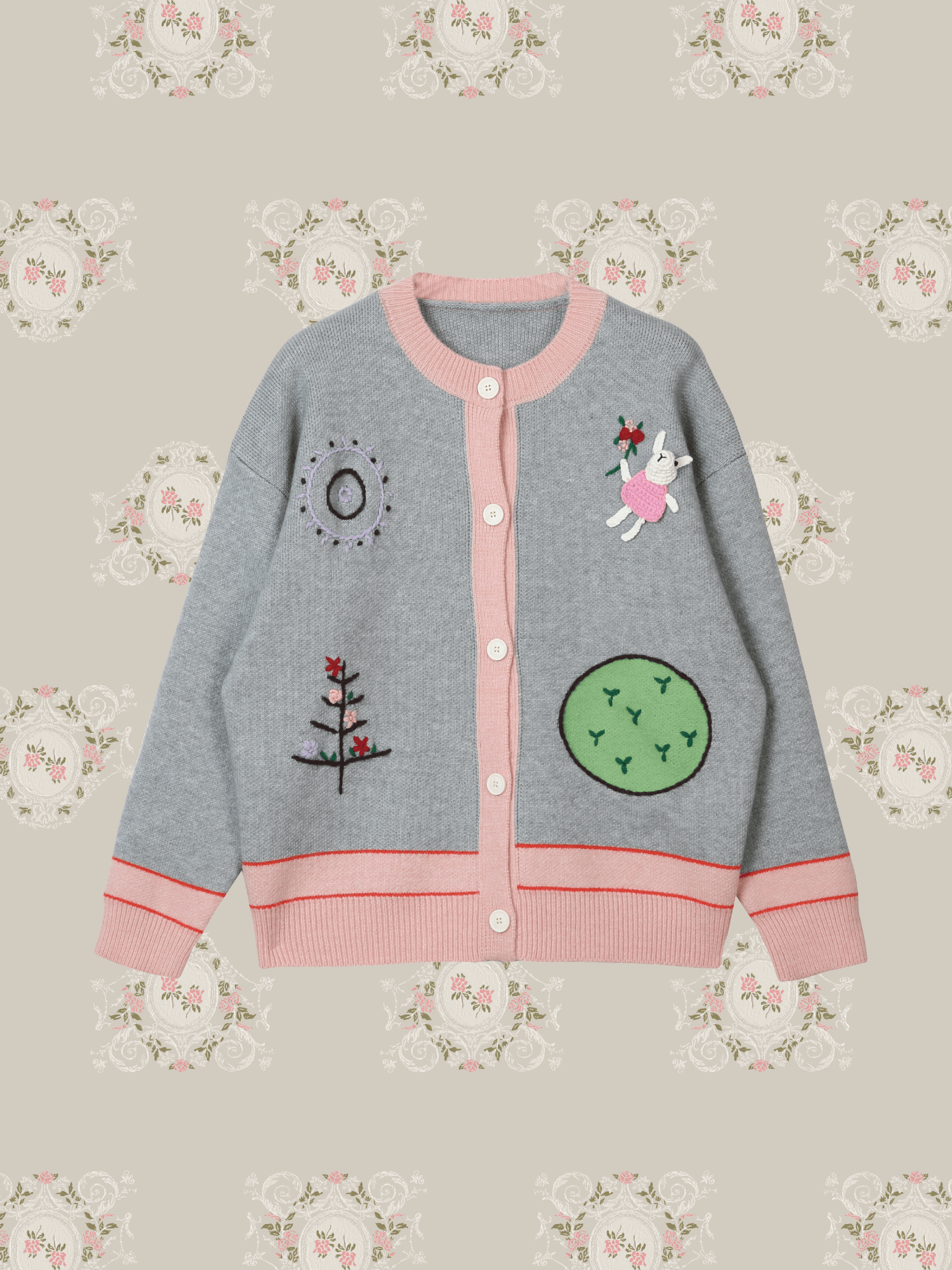 Cute Figure Deco Knit Cardigan - LOVE POMME POMME