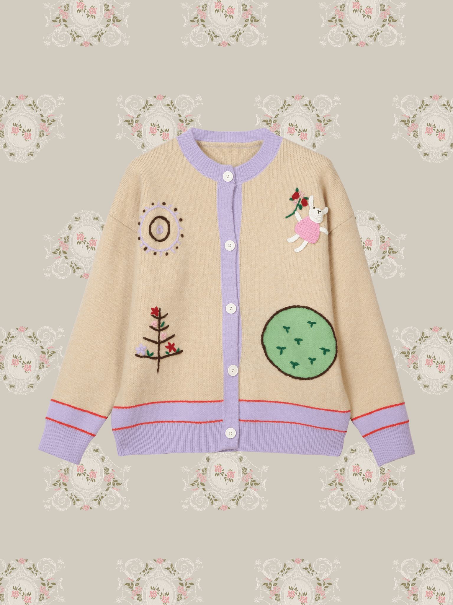 Cute Figure Deco Knit Cardigan - LOVE POMME POMME