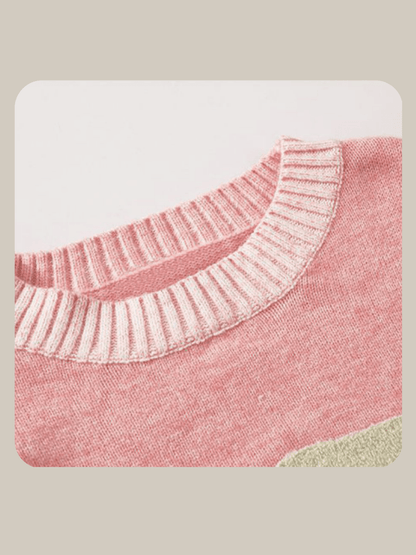 Cute Peach Embroidered Knit - LOVE POMME POMME