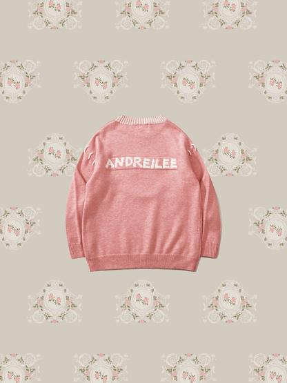 Cute Peach Embroidered Knit - LOVE POMME POMME