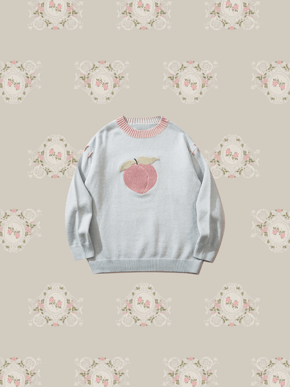 Cute Peach Embroidered Knit - LOVE POMME POMME