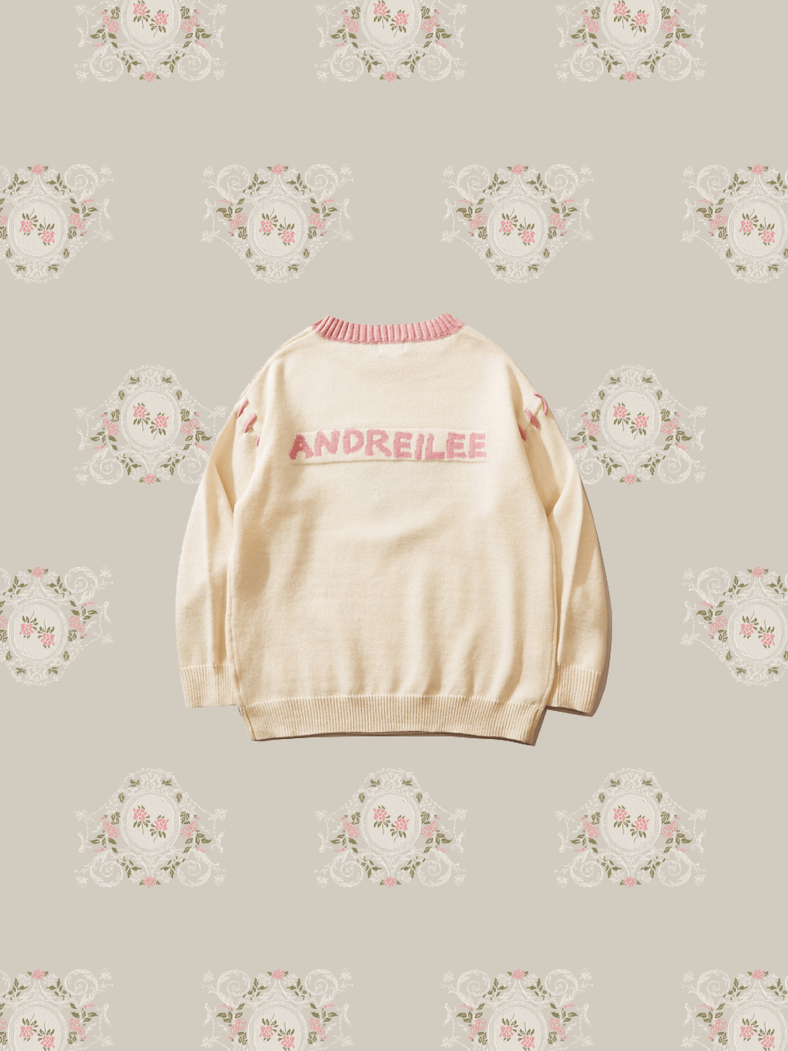Cute Peach Embroidered Knit - LOVE POMME POMME