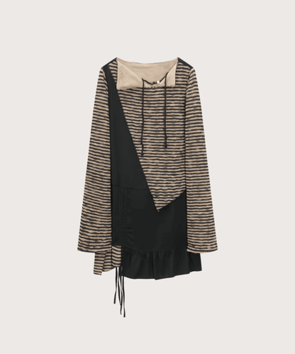 Deconstructed Stripe Drawstring Dress - LOVE POMME POMME