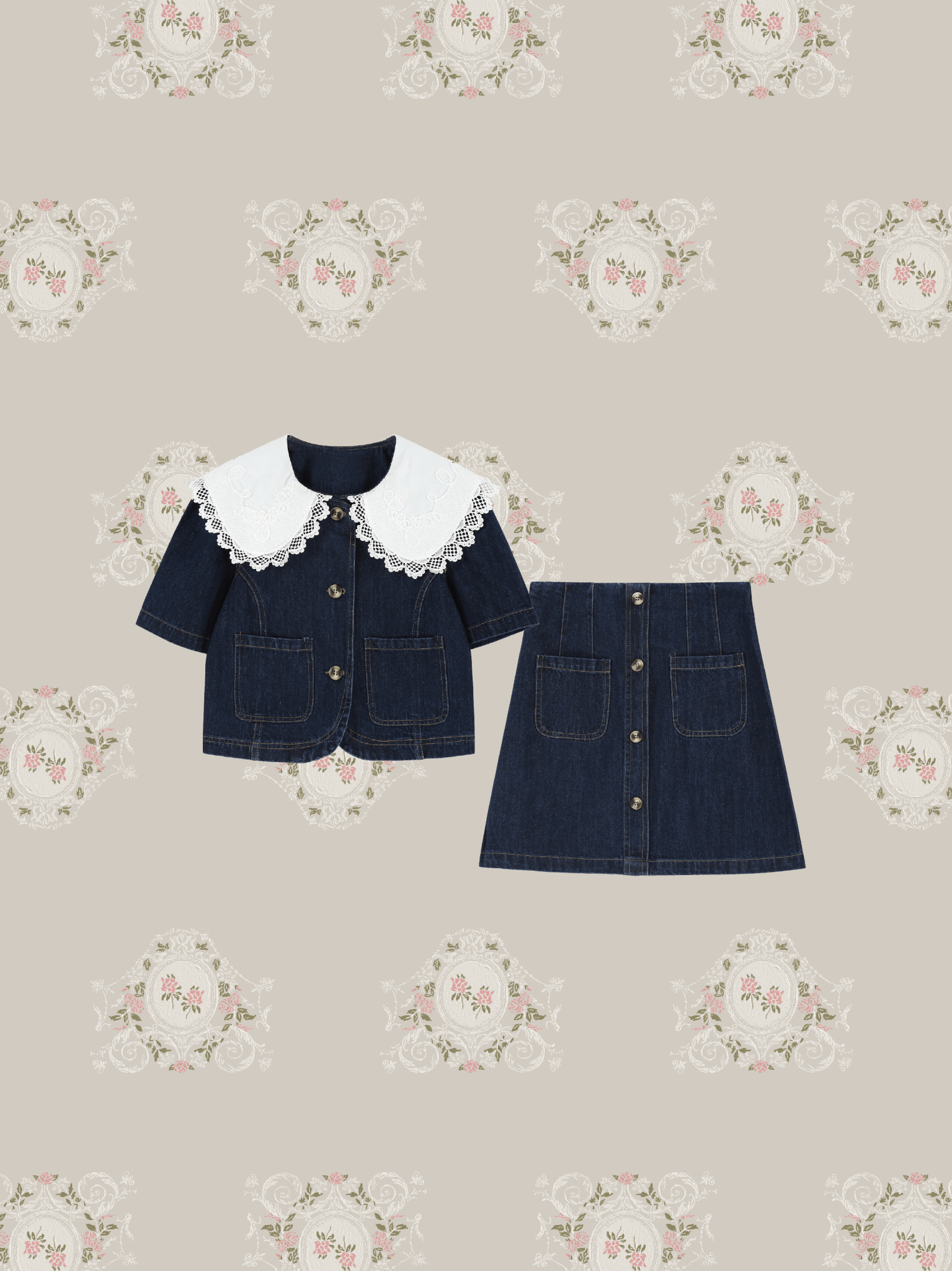 Denim Baby Collar Set Up - LOVE POMME POMME