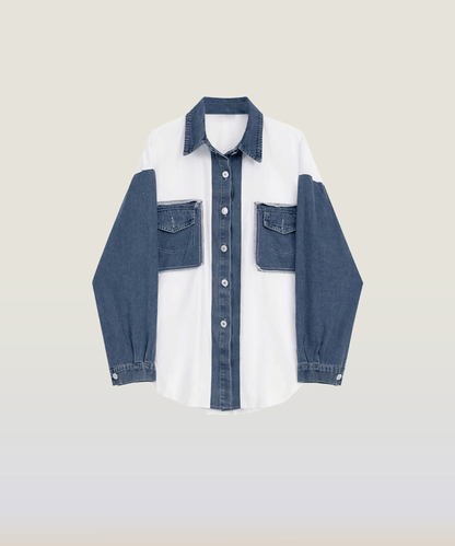 Denim Patchwork Shirt - LOVE POMME POMME