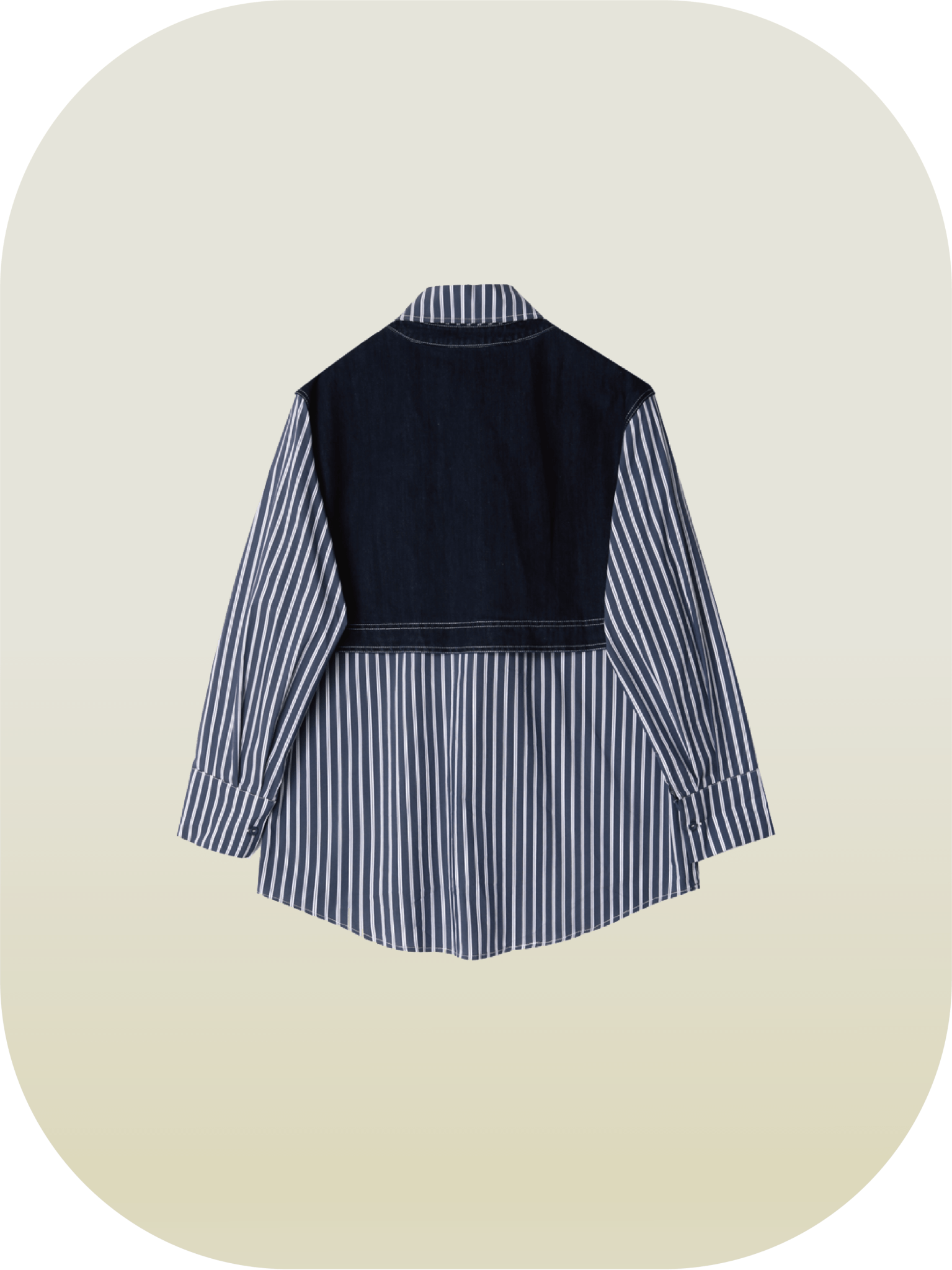 Denim Patchwork Stripe Shirt - LOVE POMME POMME