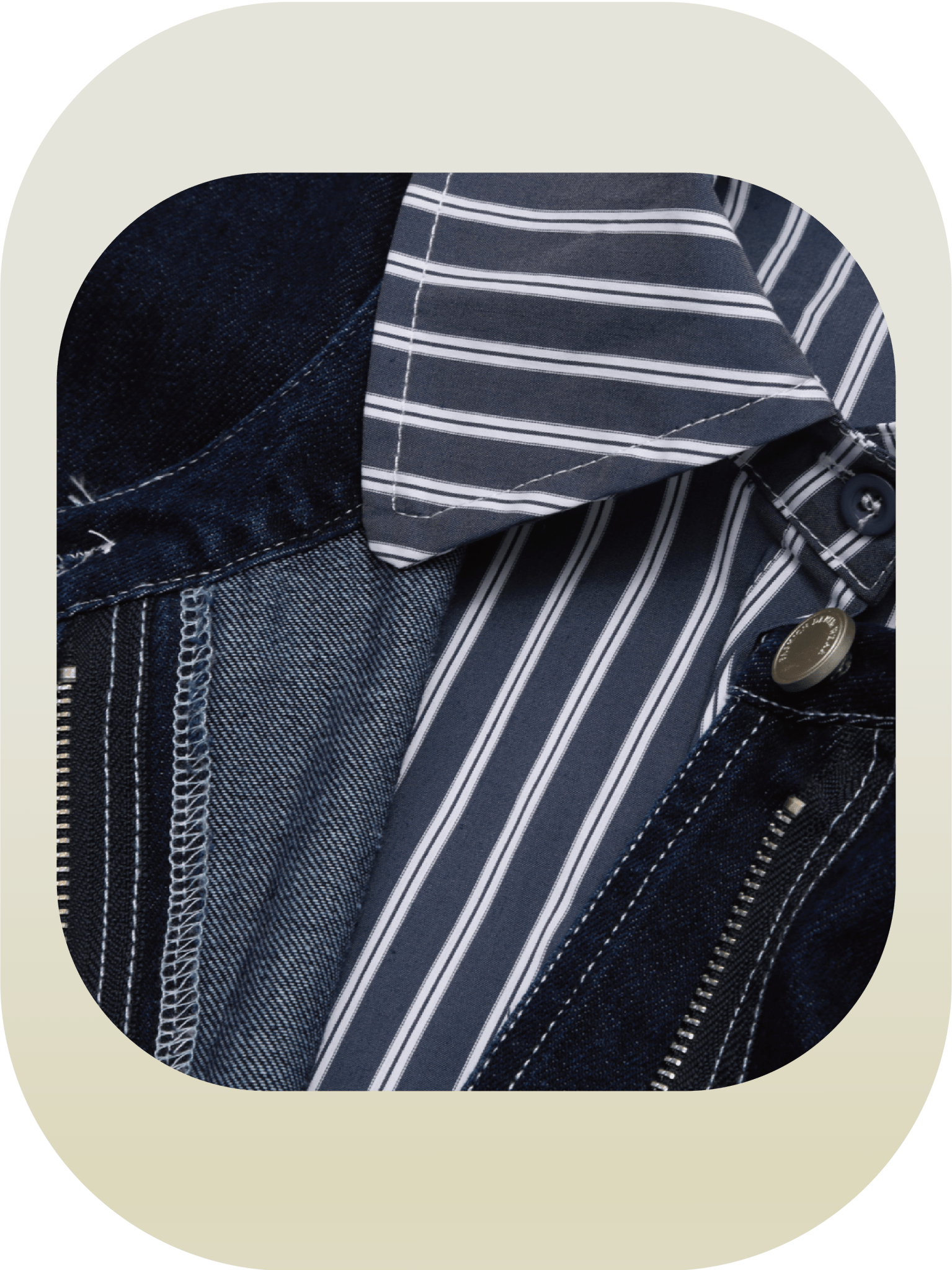 Denim Patchwork Stripe Shirt - LOVE POMME POMME