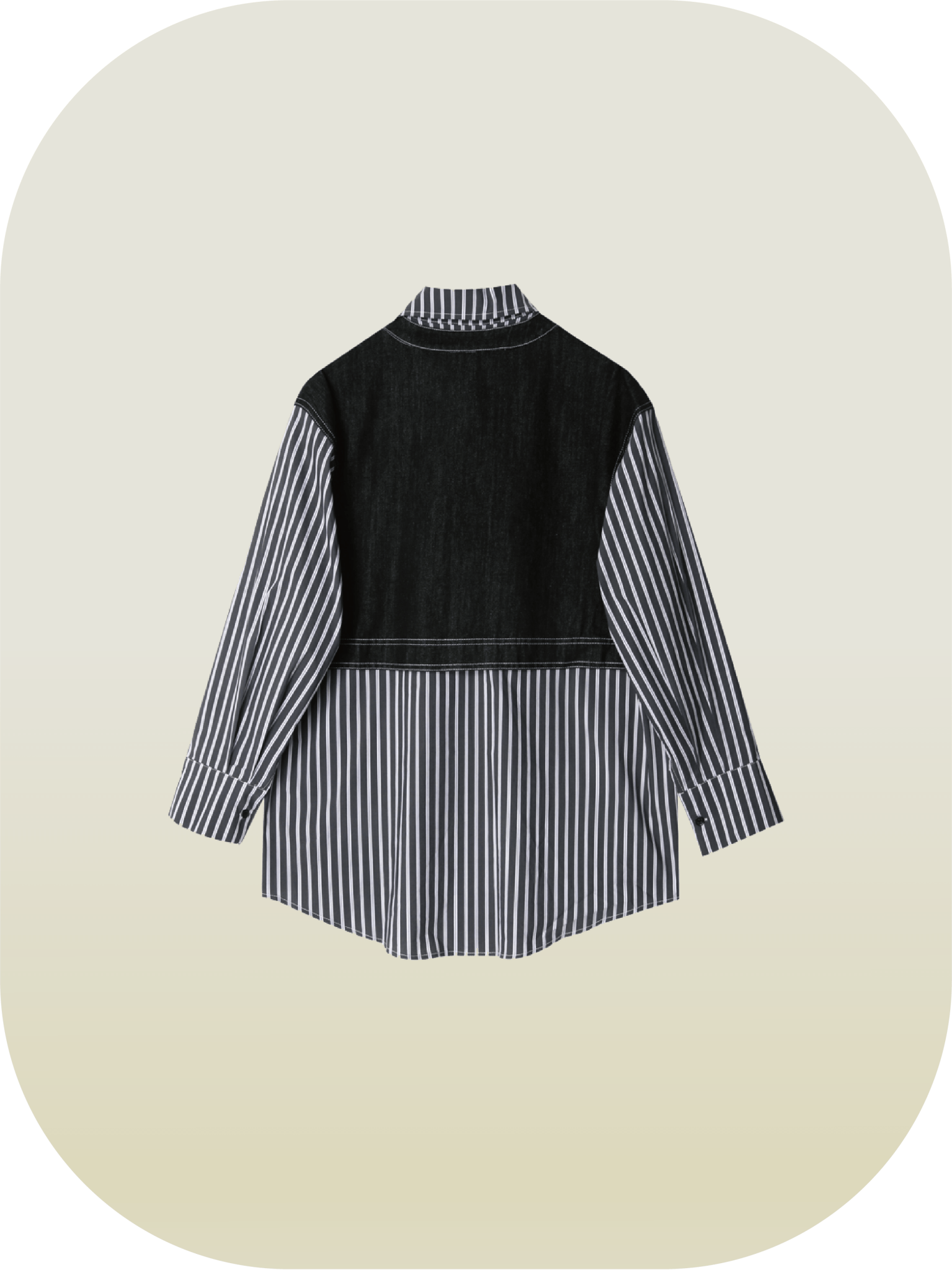 Denim Patchwork Stripe Shirt - LOVE POMME POMME