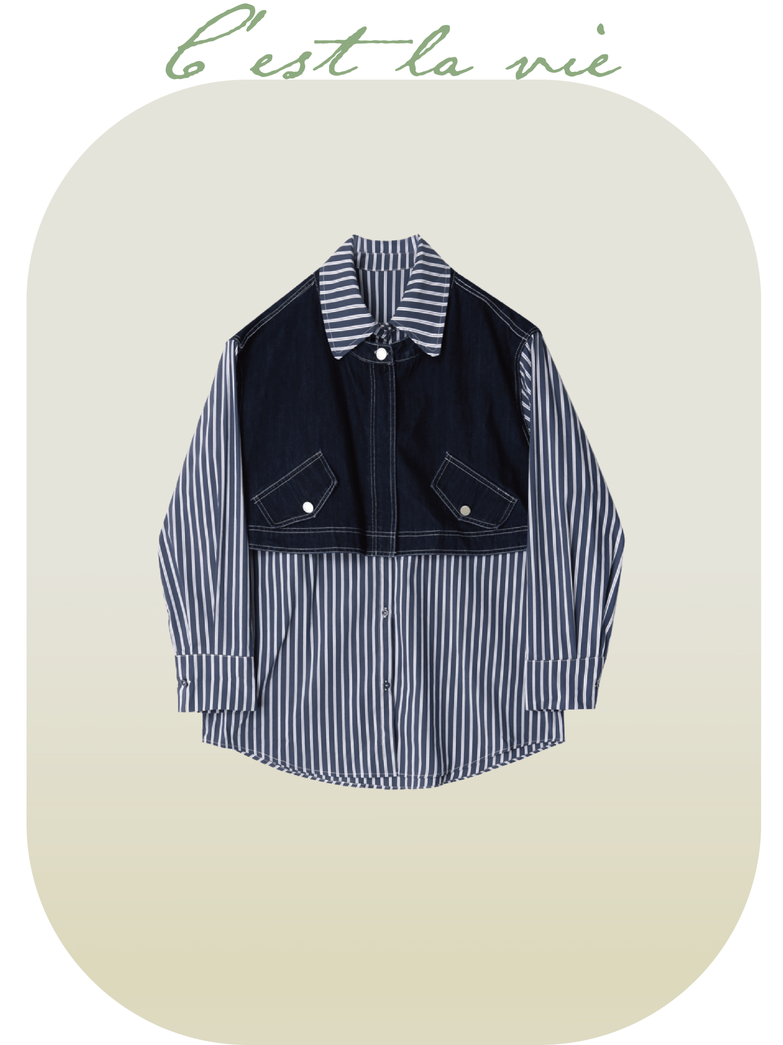 Denim Patchwork Stripe Shirt - LOVE POMME POMME