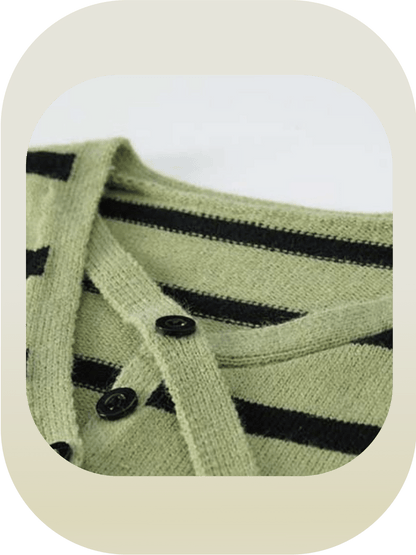 Design Collar Stripe Knit - LOVE POMME POMME