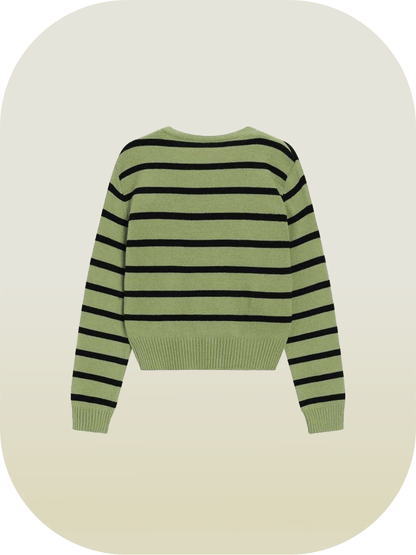 Design Collar Stripe Knit - LOVE POMME POMME