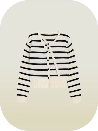 Design Collar Stripe Knit - LOVE POMME POMME