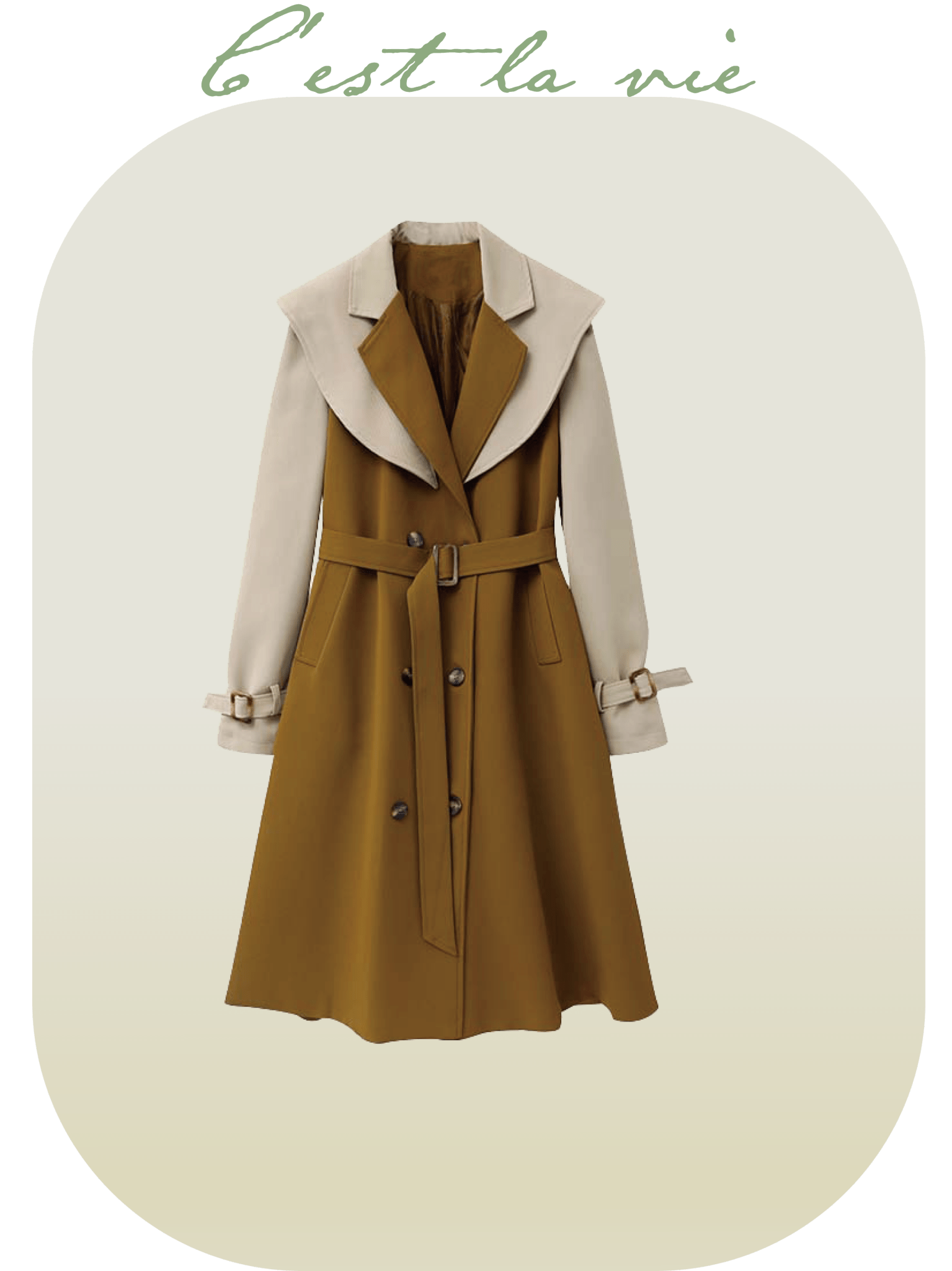 Double Collar Belted Trench Coat - LOVE POMME POMME