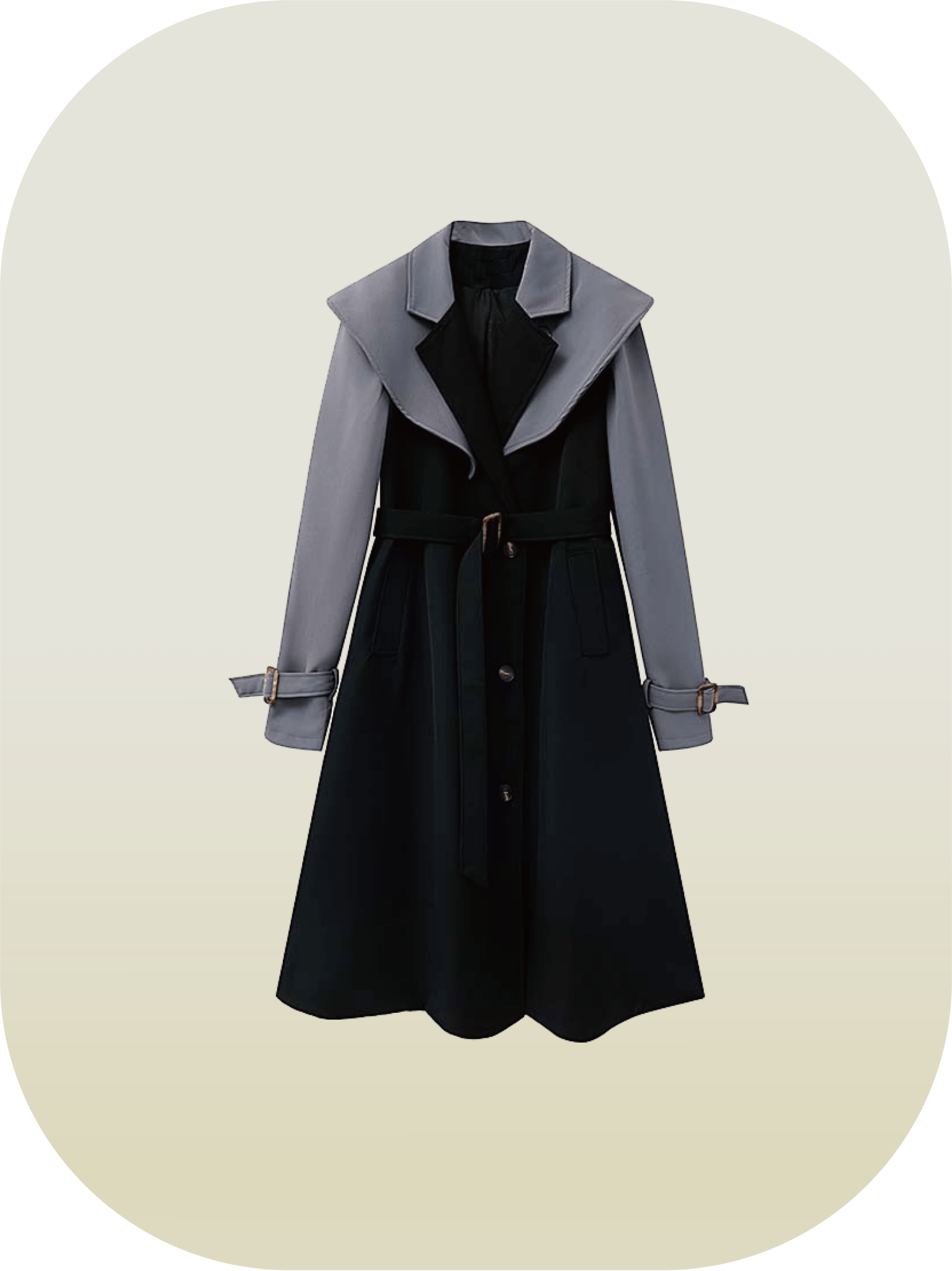 Double Collar Belted Trench Coat - LOVE POMME POMME