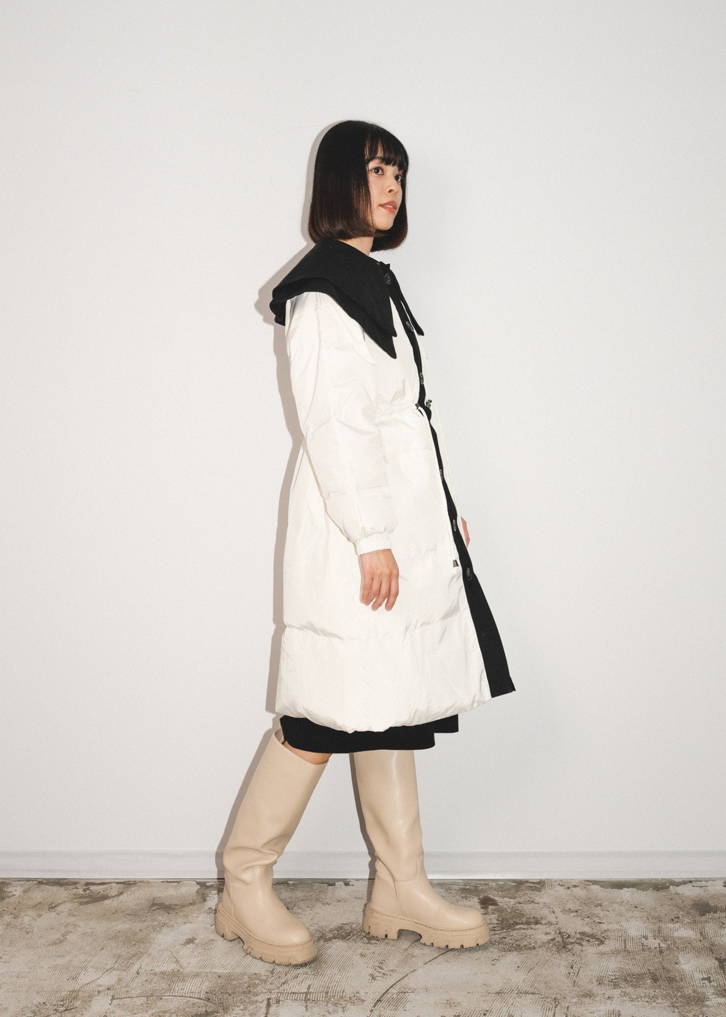 Double Collar Puff Down Coat - LOVE POMME POMME