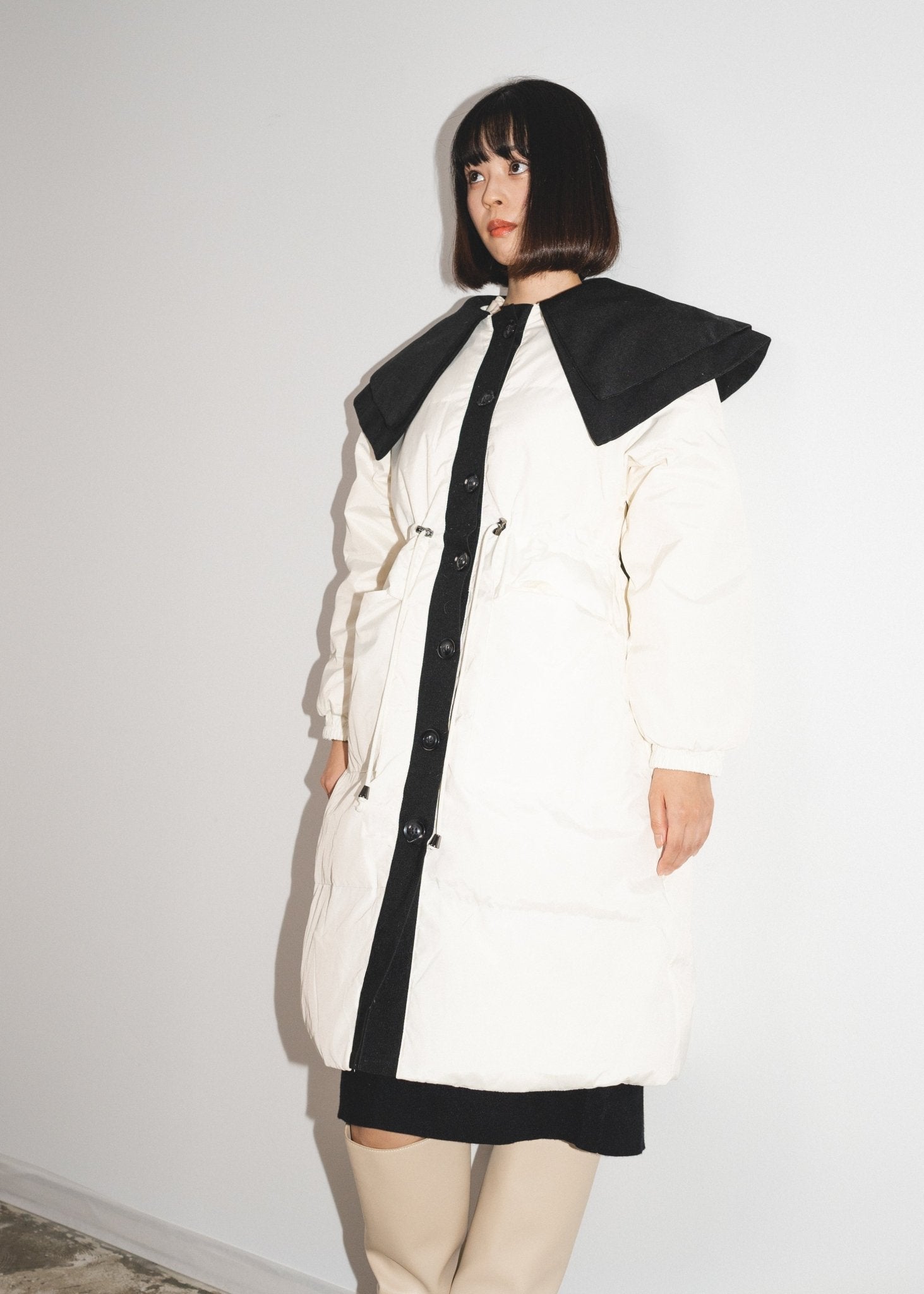 Double Collar Puff Down Coat - LOVE POMME POMME