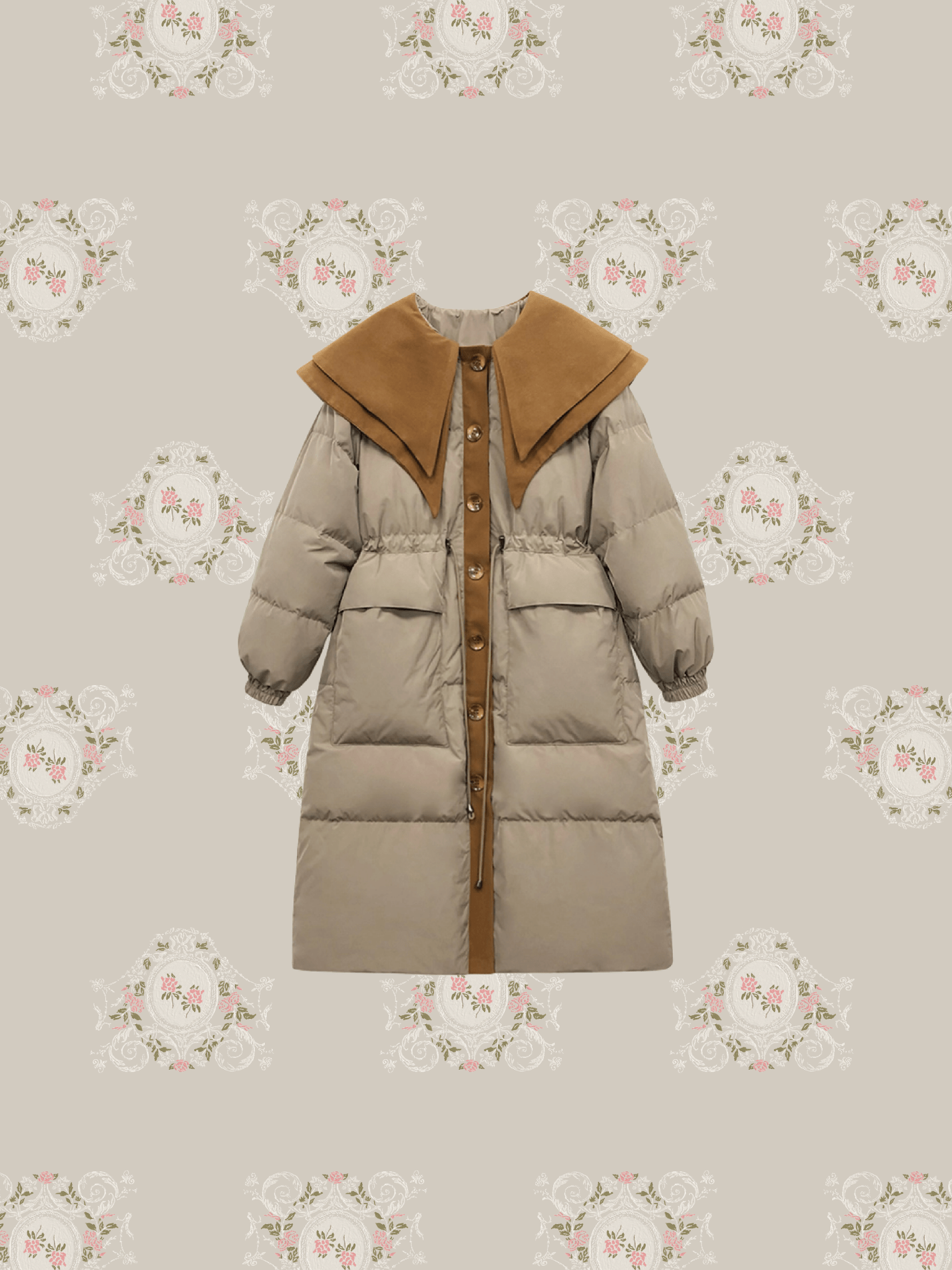 Double Collar Puff Down Coat - LOVE POMME POMME