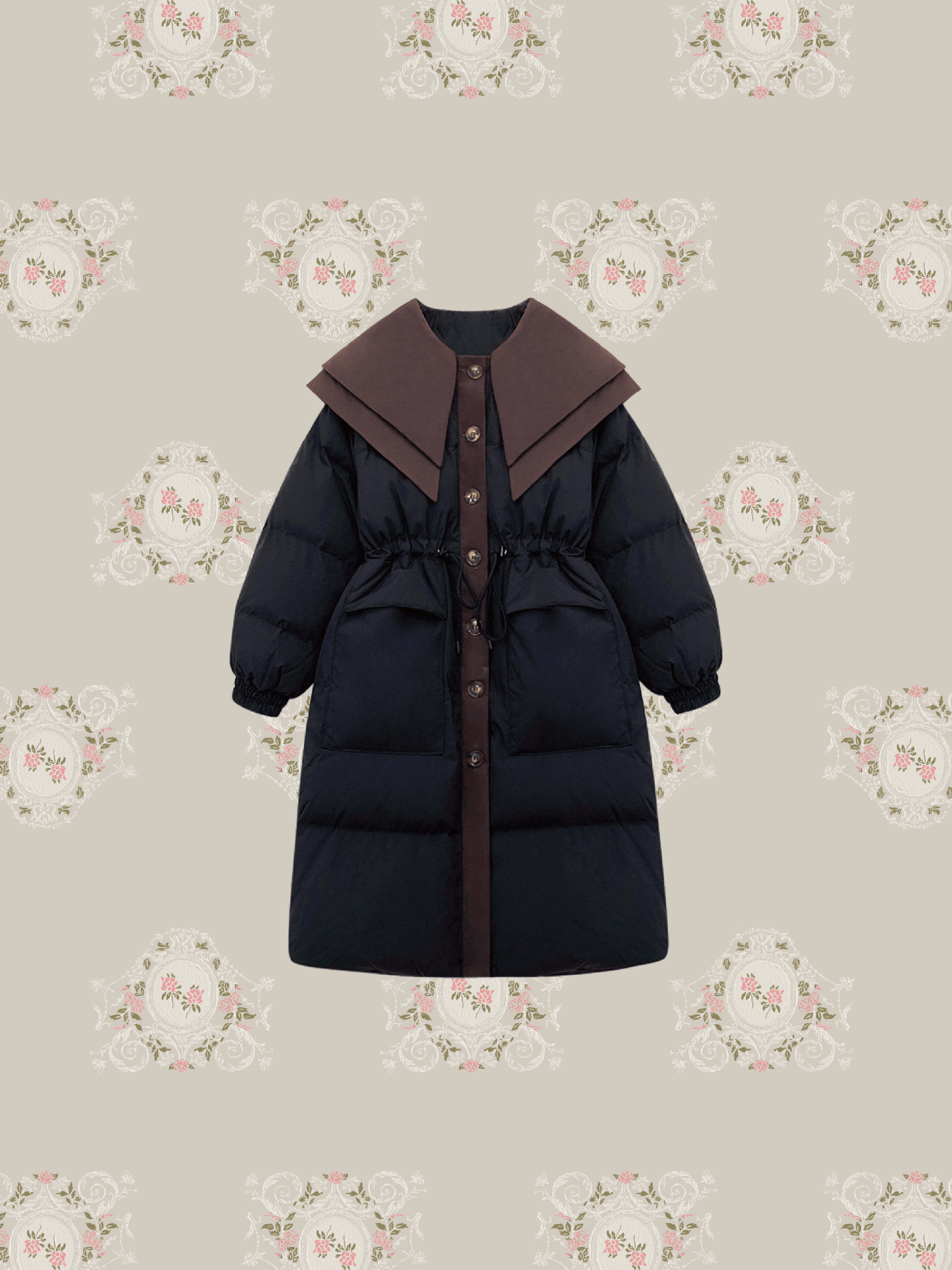Double Collar Puff Down Coat - LOVE POMME POMME