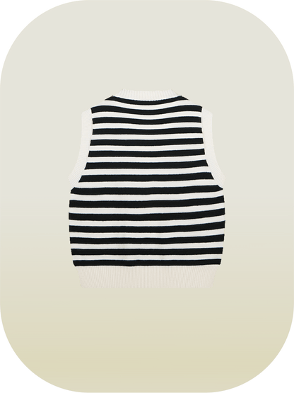 Double Pocket Striped Knit Vest - LOVE POMME POMME