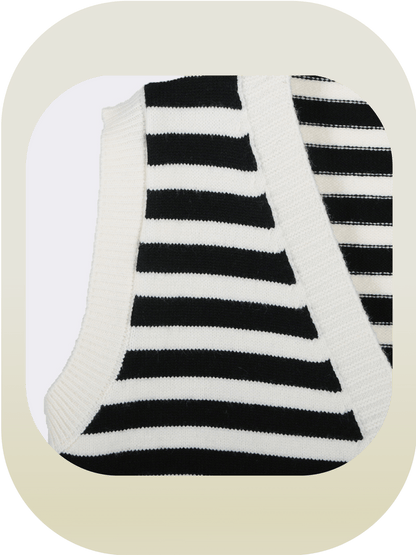 Double Pocket Striped Knit Vest - LOVE POMME POMME